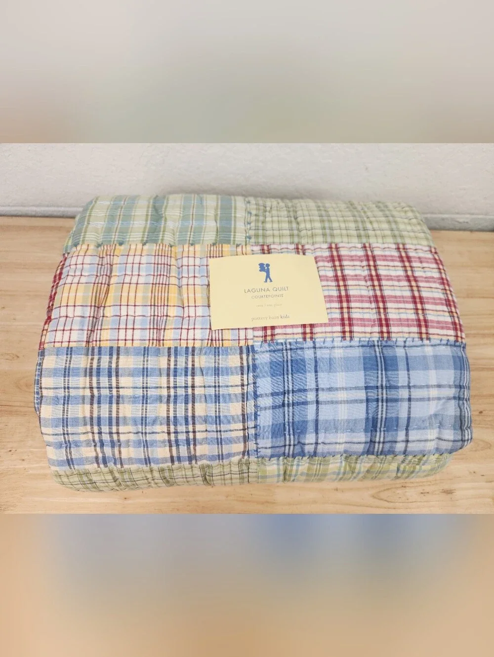 Pottery Barn Kids Laguna Plaid Patchwork Quilt Sz Twin Primary Colors Americana